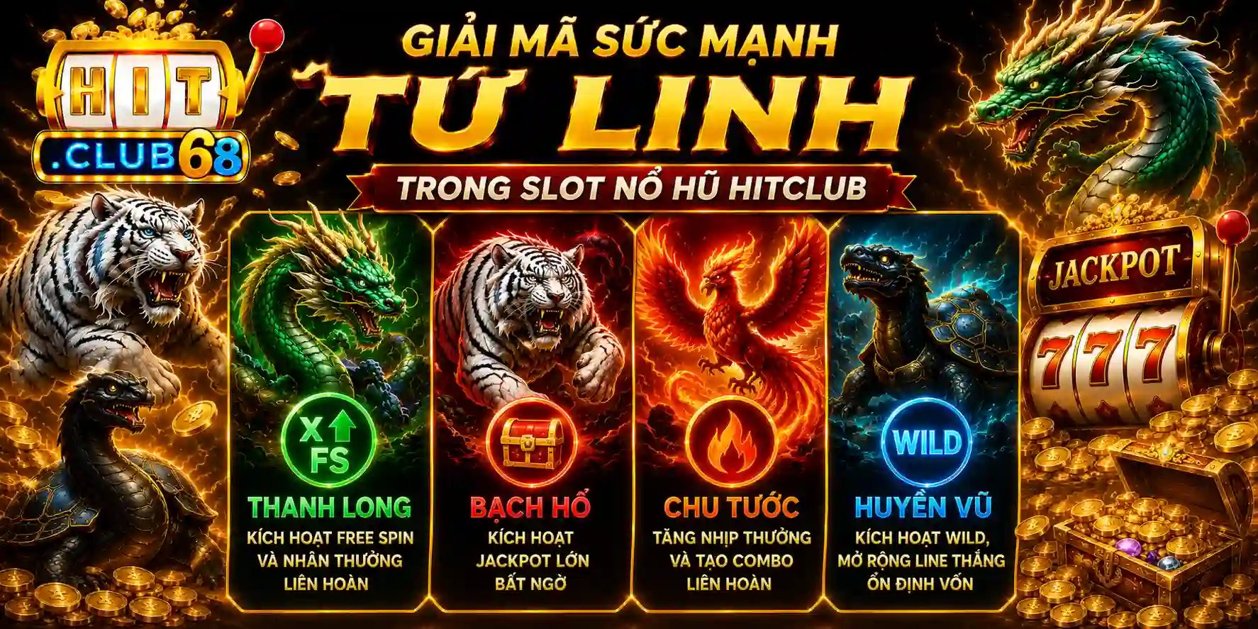 Giải mã sức mạnh từng “linh thú” trong slot nổ hũ tứ linh Hitclub