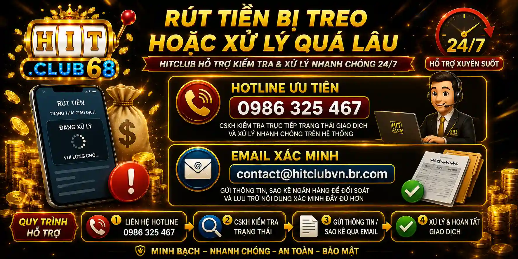 Rút tiền bị treo hoặc xử lý quá lâu